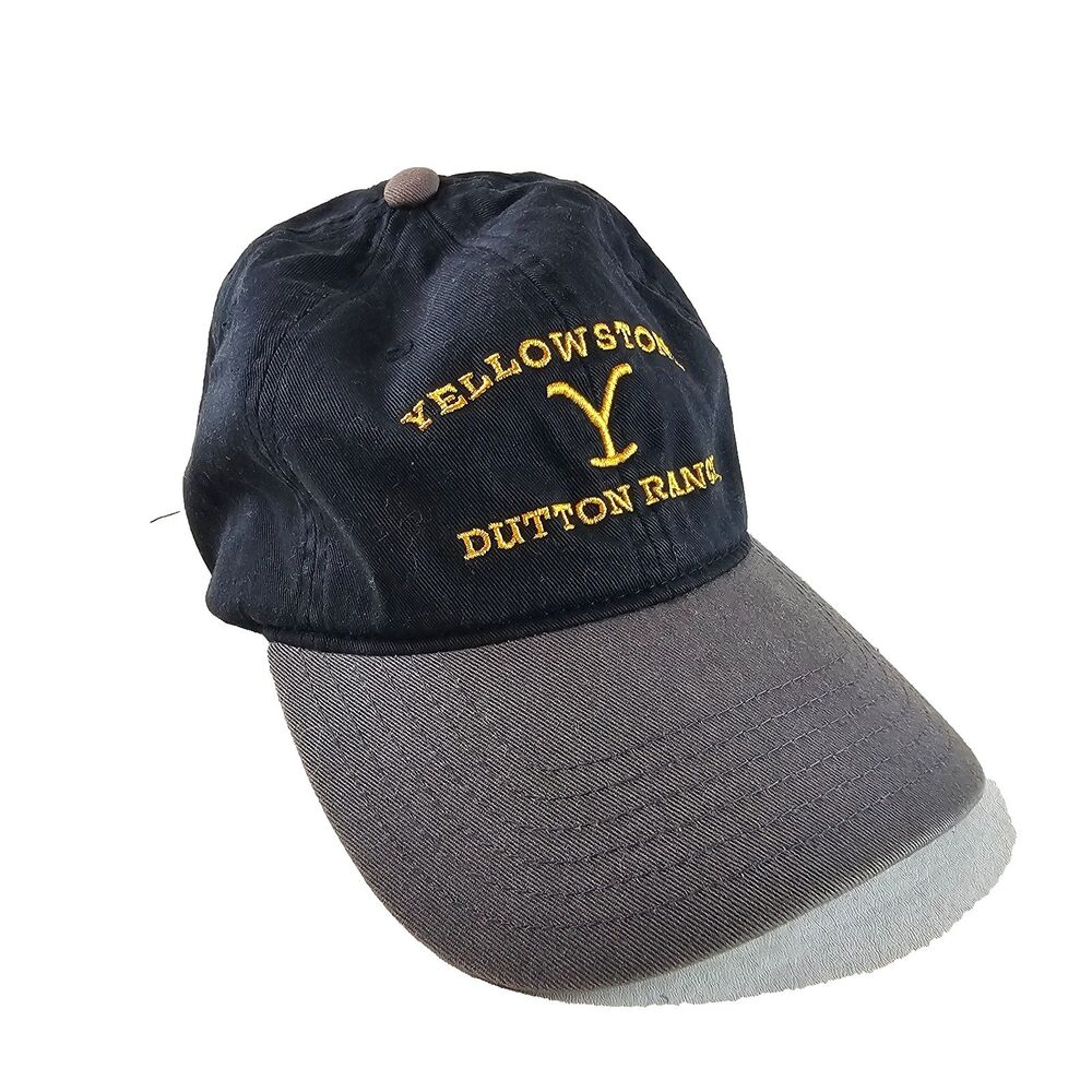 Yellowstone Dutton Ranch Hat Black Gray Embroidered Logo Adjustable Dad Cap TV